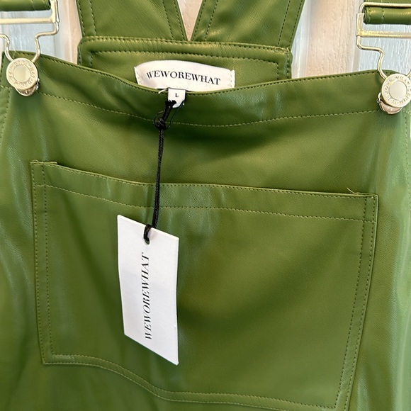 WEWOREWHAT BASIC VEGAN LEATHER SHORT OVERALL - Picture 5 of 6
